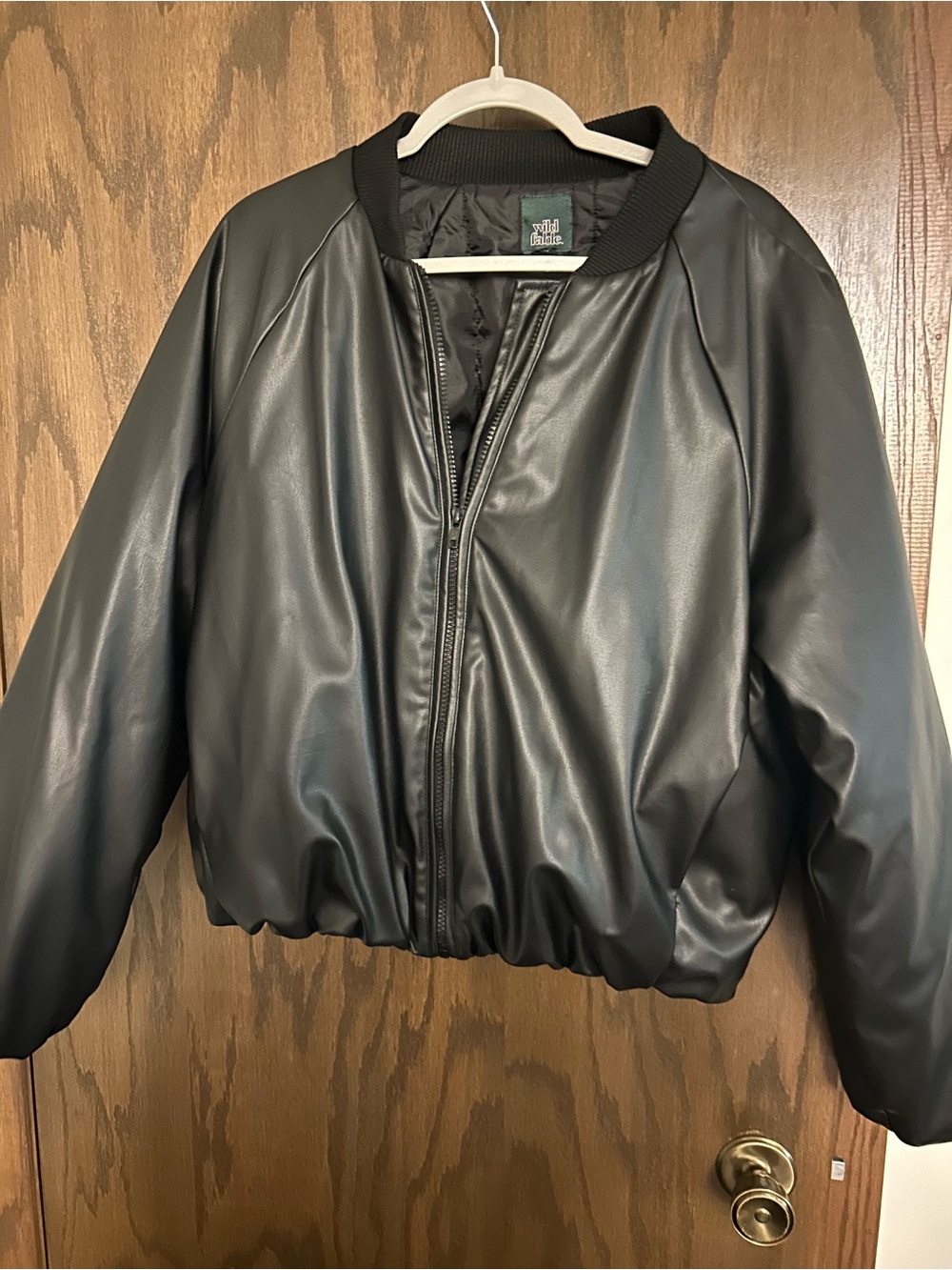 Wild Fable Faux Leather Bomber Jacket - Black